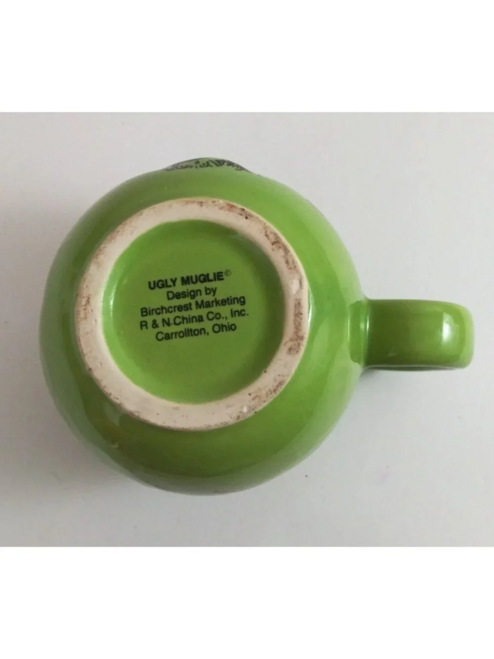 Vintage Birchcrest Ugly Muglie Fleemus Green Novelty Coffee Cup